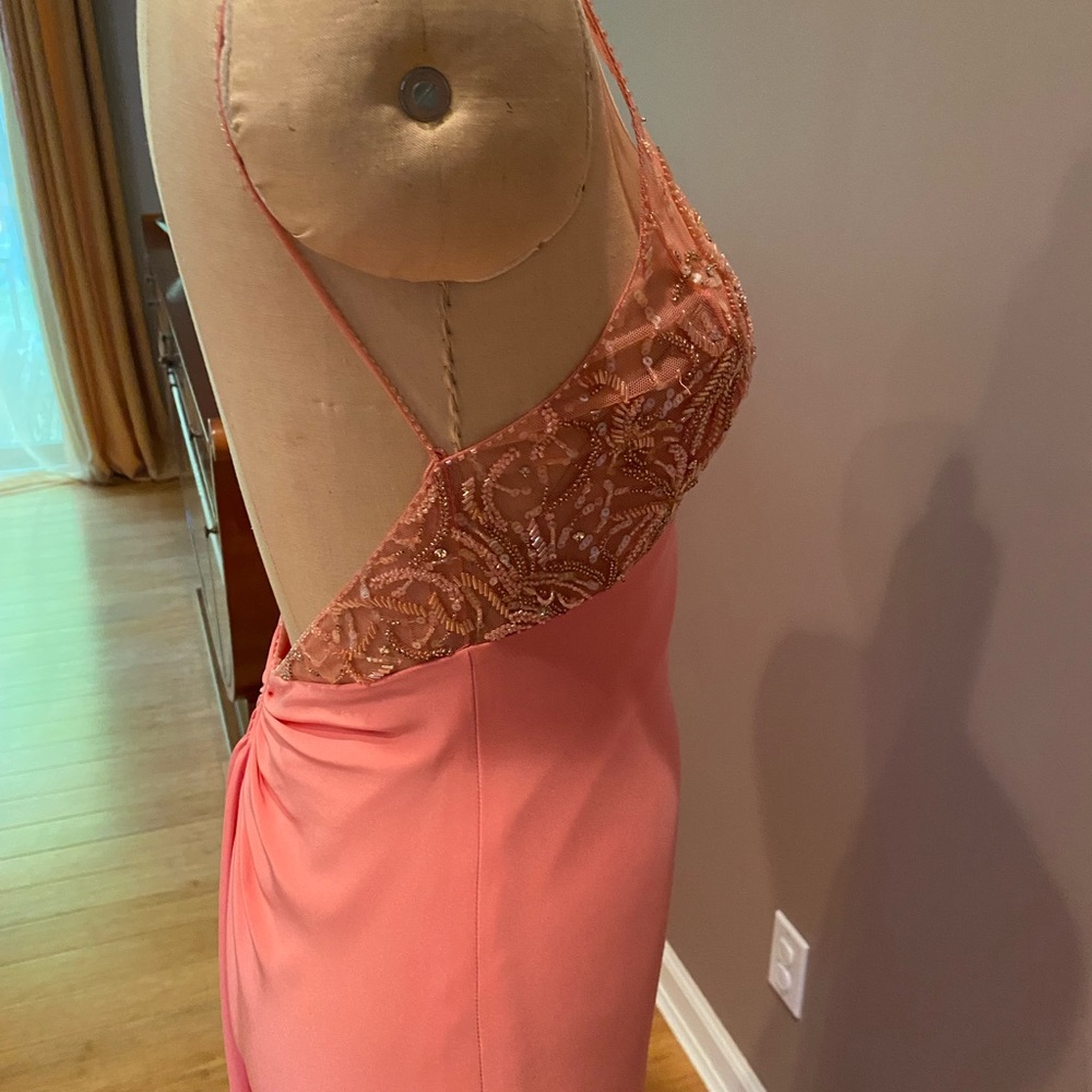 Adrianna Papell Peach Color of the Season Embellished Spaghetti Dress Size6 $99 - Picture 7 of 7